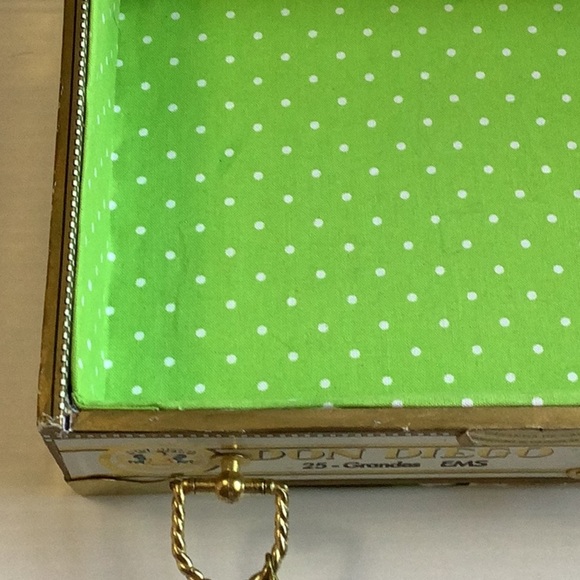 BRITTANY JEAN Y2K Handmade Upcycled Green Gold Floral Cigar Box Purse Retro - Picture 11 of 16